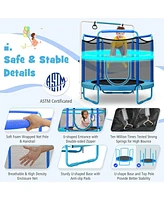 Gymax 5FT Kids 3-in-1 Game Seamless Trampoline W/ Enclosure Net Spring Pad In/ Outdoor
