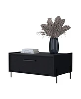 Fm Furniture Glendale Coffee Table with Flip-Down Door in Melamine, Black