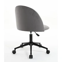 Velvet fabric office chair Desk Chair, Mid-Back Adjustable Swivel Computer Chair with Black Legs, Modern Upholstered Desk Chair with Wheels