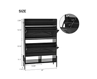 gaomon Shoe Storage Cabinet with 2 Flip Drawers, Shoe Cabinet with Open Storage for Entryway, Hallway, Bedroom, Shoe Organizer Cabinet with Adjustable