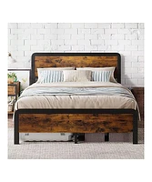 gaomon Twin/Full/Queen Platform Bed Frame With Wooden Headboard And Footboard, Sturdy Metal Slat Support, Mattress Base