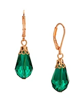 2028 Gold-Tone Crystal Faceted Drop Earrings