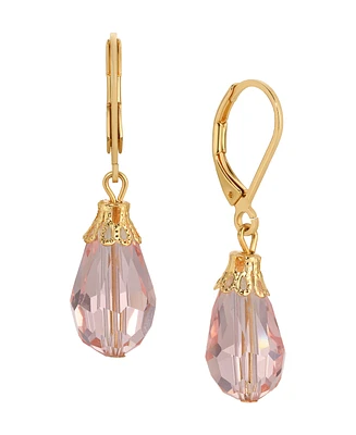 2028 Gold-Tone Crystal Faceted Drop Earrings