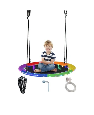 Gouun 40 Inches Saucer Tree Swing for Kids and Adults-Multicolor