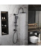 Mondawe Matte Black Shower Faucet with 2-Function 10 Inch Rainfall,Massage,Full Spray Shower Head