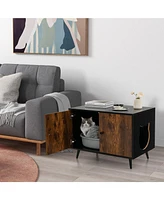 Gouun Industrial Cat Litter Box Enclosure with Divider and Cat-Shaped Entries