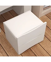 Famapy White Closet Drawer Vanity With Light Mirror And Stool