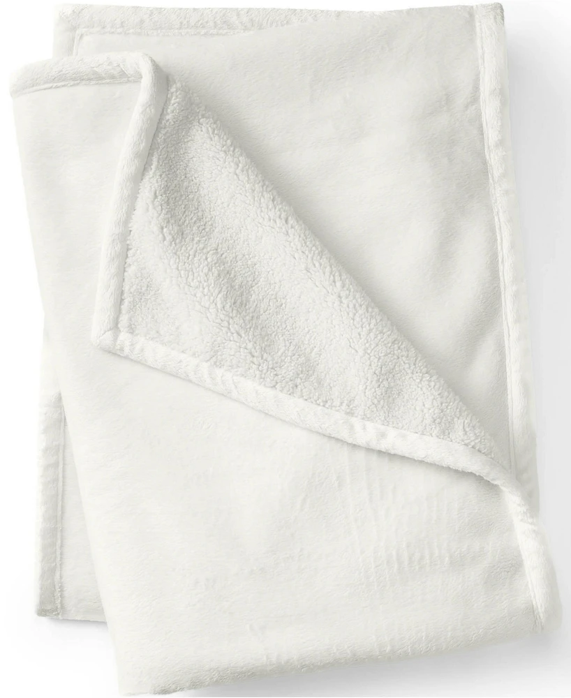Lands' End School Uniform High Pile Fleece Throw Blanket