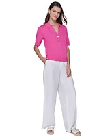 Karl Lagerfeld Paris Women's Short-Sleeve Polo Sweater
