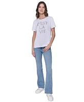 Karl Lagerfeld Paris Women's C'est La Vie Rhinestone Tee