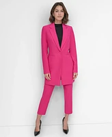 Dkny Petite Notched Collar One-Button Longline Blazer