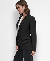 Dkny Petite Belt Hardware One-Button Blazer