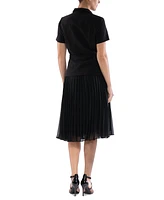 julia jordan Women's Mixed-Media Pleated Midi Dress