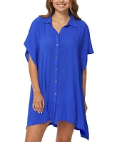 Raisins Juniors' Vacay Button-Front Cover-Up Tunic Shirt