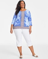 Jm Collection Plus Haze Jacquard Print Top, Exclusively at Macy's