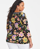Jm Collection Plus Size Printed Top, Exclusively at Macy's