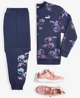 Puma Womens Essentials Floral Vibes Crewneck Sweatshirt Sweatpants