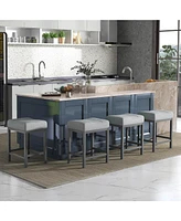 Costway 24.5" Bar Stool Set of 2 with Solid Rubber Wood Frame Humanized Footrest Kitchen