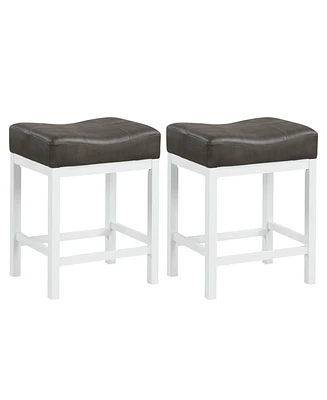 Costway 24.5" Bar Stool Set of 2 with Solid Rubber Wood Frame Humanized Footrest Kitchen