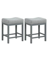 Costway 24.5" Bar Stool Set of 2 with Solid Rubber Wood Frame Humanized Footrest Kitchen