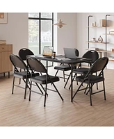 gaomon Folding Chairs 2 Pack, Metal Foldable Chair with Cushion and Non-Slip Feet Pads