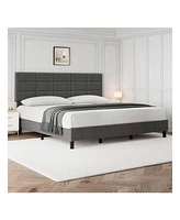 gaomon Platform Bed Frame, Linen Upholstered Bed Frame, Wooden Slats Support, No Box Spring Needed