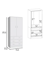 Melfa 71" H Armoire, with 2 doors, 3 drawers and 1 hanging rod, Black