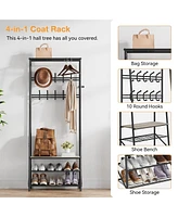 gaomon Coat Rack Shoe Bench with Hooks, Hall Trees Entryway Bench with Storage