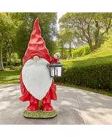 Slickblue Raincoat Garden Gnome Statue With Lantern Accent 24.75"h