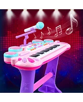 Sugift 37-Key Kids Electronic Piano Keyboard with Multiple Sounds and Lights Microphone