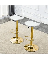 Streamdale Furniture Modern minimalist bar chairs and bar stools. Can rotate 360 and adjust lifting. Pet backrest and Pu seats. Set of 2. Suitable for