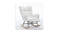 Modern Nursery Rocking Chair, Upholstered Glider Chair with High Backrest