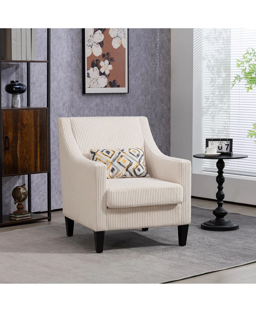 Streamdale Furniture Modern Accent Chair, Upholstered Armchair with Scooped Arms for Bedroom, Apartment, Studio, Office, Waiting Room(Beige Corduroy)