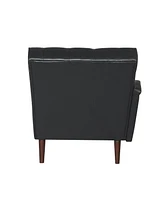 Chaise Lounge Arm Chair Indoor with Pillow and Solid Wood Legs, Leisure Accent Soft Chair with Tufted Back and Arm, Upholstered Chaise Couch Chair for