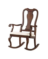 Streamdale Furniture Sheim Rocking Chair in Beige Fabric & Cherry