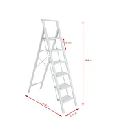 Flynama 5 Step Ladder, 5 Step Stool Folding Step Stool with Handrails, Sturdy Step Stool for Adult, Gorilla Ladders 500LBS Capacity Sturdy& Portable L