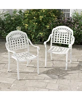 Costway 2 Pcs Patio Cast Aluminum Armrest Chairs Dining Stackable Outdoor