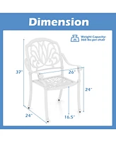 Costway 2 Pcs Patio Cast Aluminum Dining Chairs Armrests Outdoor Stackable