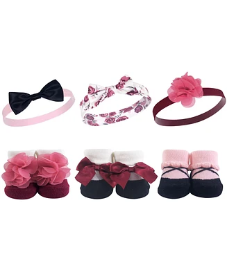 Hudson Baby Infant Girl Headband and Socks Giftset 6pc, Holly, One