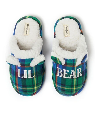 Dearfoams Kids Lil Bear Plaid Scuff House Slipper