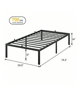 gaomon 14 Inch Twin Bed Frame Metal Platform, Twin Bed Frame With Ample Storage, No Box Spring Needed And Steel Slat Support