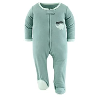 The Peanutshell Baby Boys Green Dino Footed Sleepers for Boys, 3 Pack