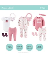 The Peanutshell Baby Girls Layette Gift Set Girls, Safari Rainbow, 23 Essential Pieces, Pink