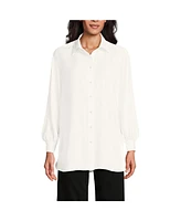 Lands' End Women's Long Sleeve Oversized Satin Buttondown Tunic