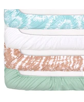 The Peanutshell Fitted Crib Sheet Set, Boho Tie Dye, 4 Pack