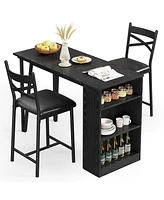 gaomon Dining Table Set for 2, Kitchen Bar Table and Chairs for 2, 3-Piece Kitchen Table Set with 2 Upholstered Chairs, Black