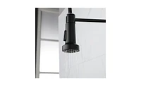 Slickblue Matte Black Commercial Kitchen Faucet with Solid Brass Construction, Single Handle and Pull-Down Sprayer with Spring Design