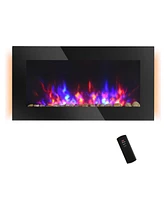 Homcom Recessed Fireplace Heater with Realistic Led Flames and Overheat Protection