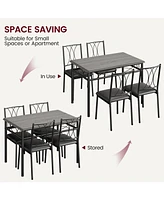 gaomon Dining Table Set for 4, Kitchen Table and Chairs, Dining Room Table Set with 4 Upholstered Chairs,Kitchen Table Set,Grey