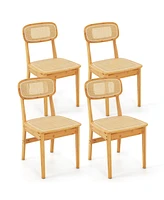 Gymax Rattan Dining Chairs Set of 2 Kitchen Dining Chairs w/ Simulated Rattan Backrest